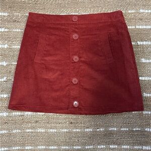 Ultra Flirt Corduroy Button-Front Skirt in Orange Size Large Heritage Preppy NWT